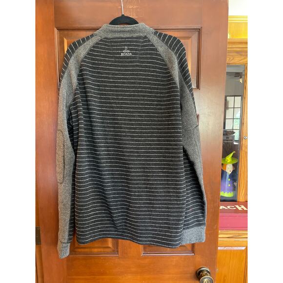 Prana Mens Breathe Rohan Sweater Wool Blend Gray/black XL - Picture 8 of 8